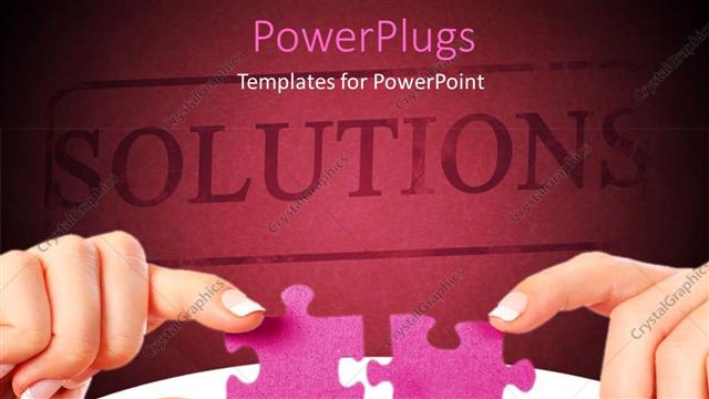  Presentation with puzzle pieces - Two pieces of puzzle with the word solutions written in the background