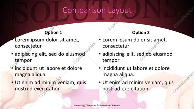 Comparison presentation slide layout