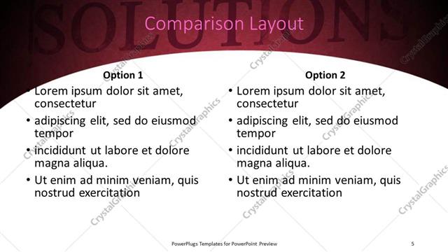 Comparison presentation slide layout
