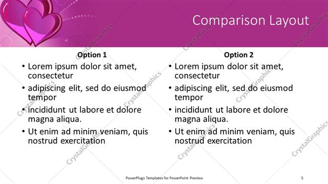 Comparison presentation slide layout