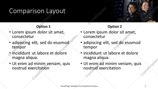 Comparison presentation slide layout