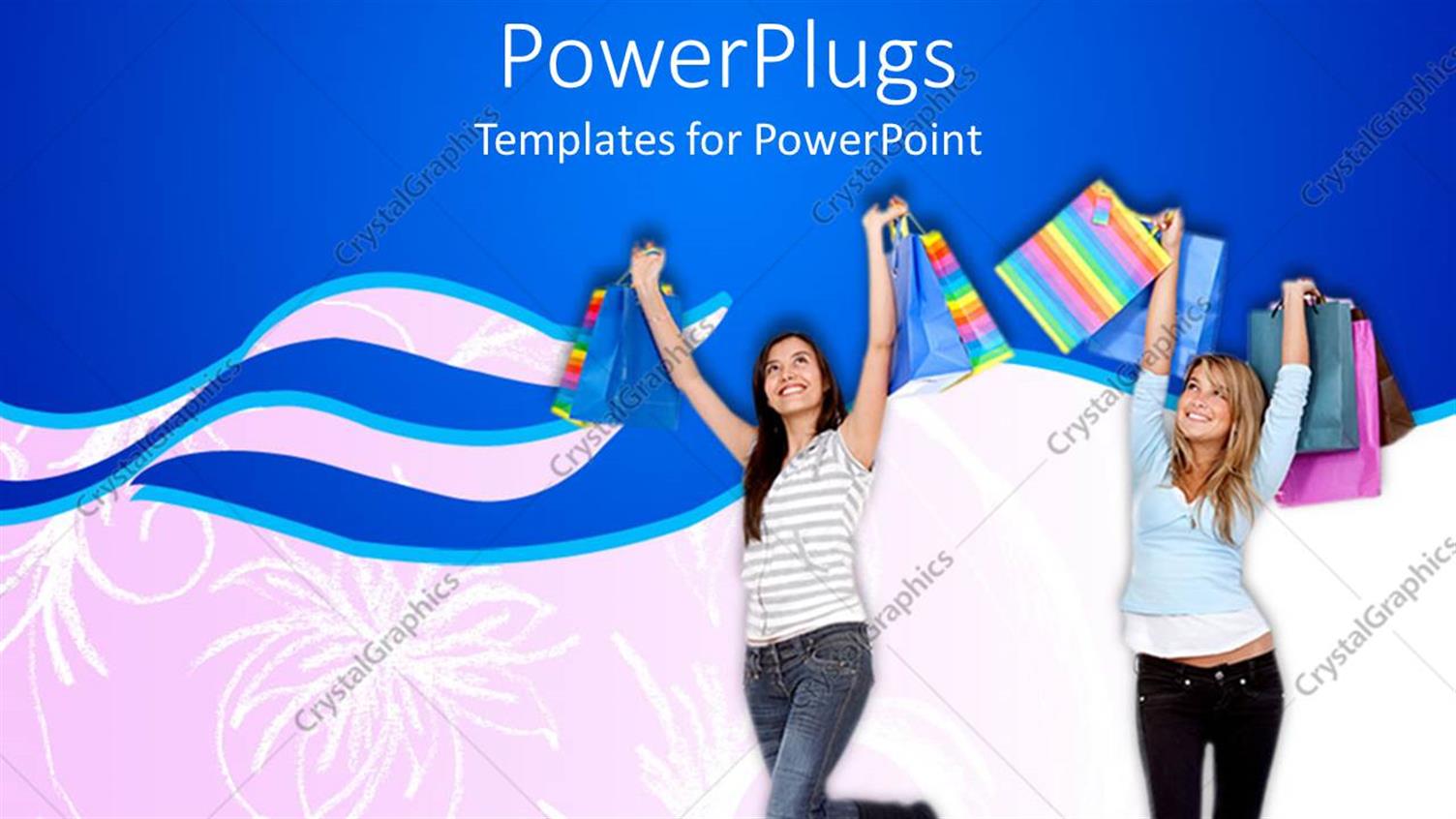 Featuring Two Pretty Happy Ladies with Lots of Shopping Bags