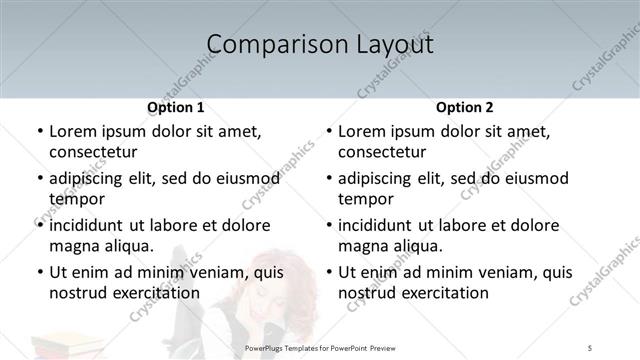 Comparison presentation slide layout