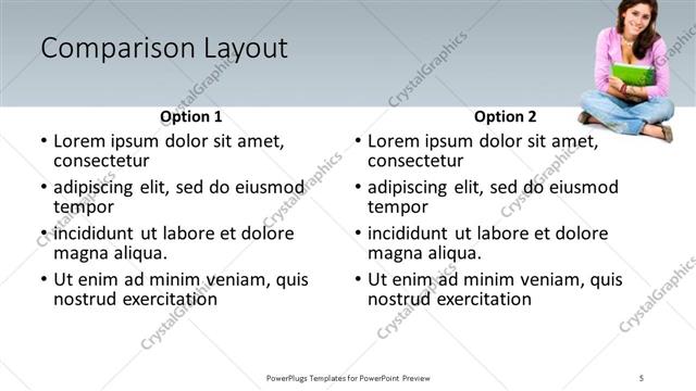 Comparison presentation slide layout