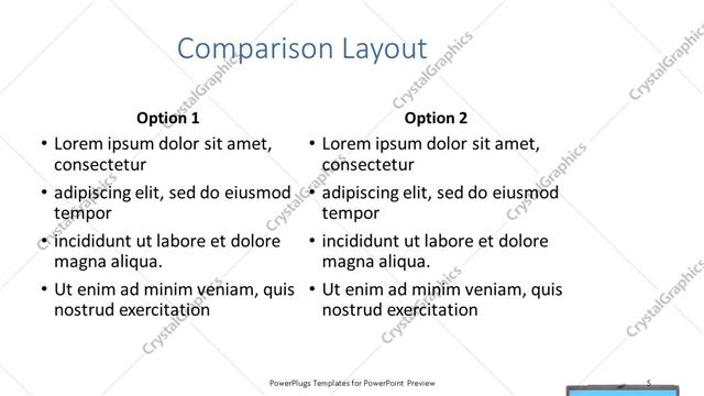 Comparison presentation slide layout