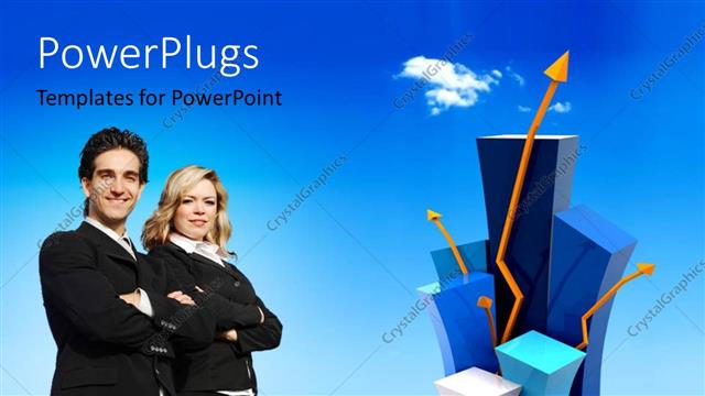  Presentation with professionals - Two professionals with bluish background and place for text