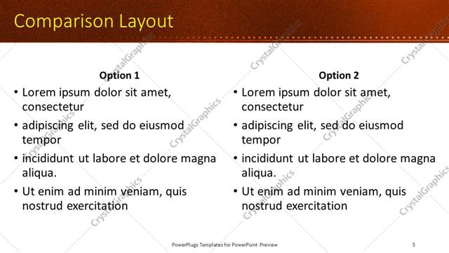 Comparison presentation slide layout