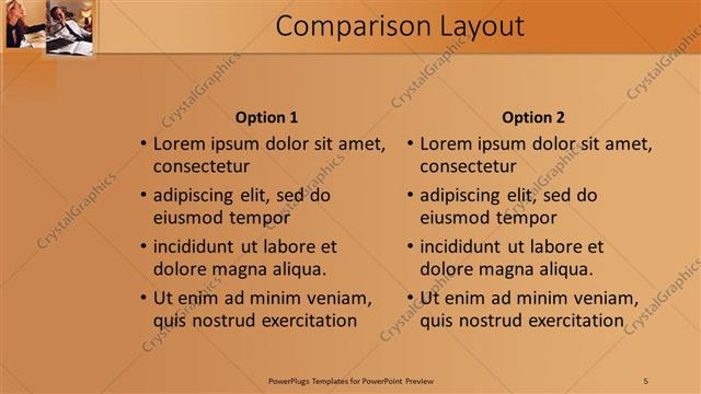 Comparison presentation slide layout