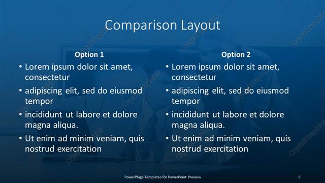 Comparison presentation slide layout