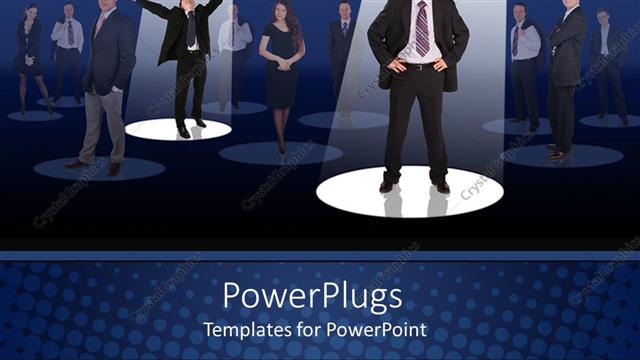  Presentation with successful - Two professionals in the limelight with others in the background