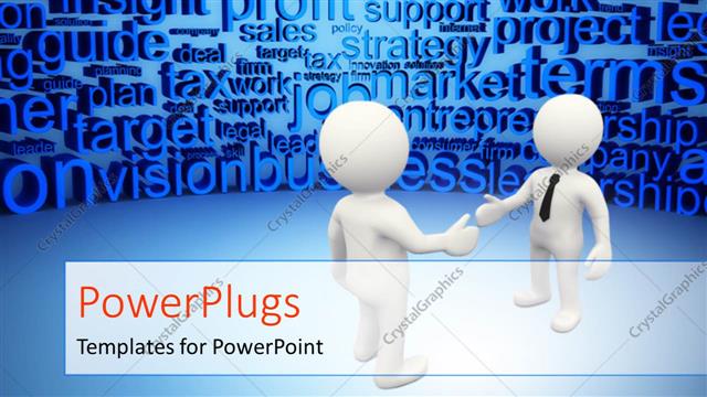  Presentation with professionals - Two professionals with a number of words in the background