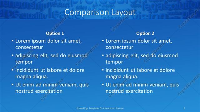 Comparison presentation slide layout