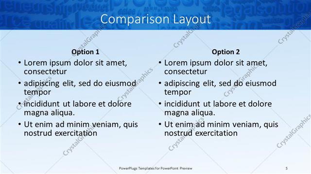 Comparison presentation slide layout