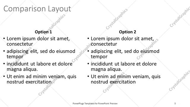 Comparison presentation slide layout