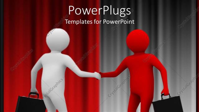  Presentation with shaking hands - Two professionals shaking their hands with grey and red background
