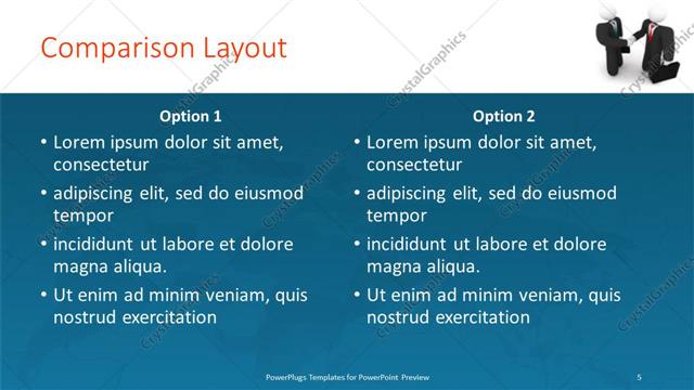Comparison presentation slide layout