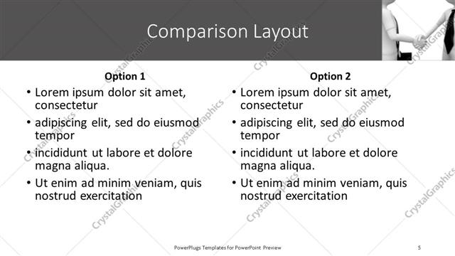 Comparison presentation slide layout