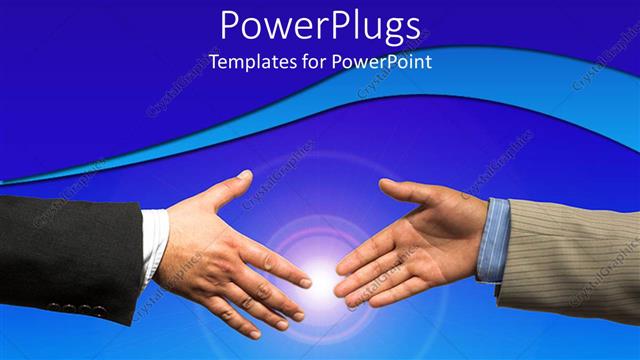  Presentation with shake hand - Two professionals trying to shake their hand with bluish background