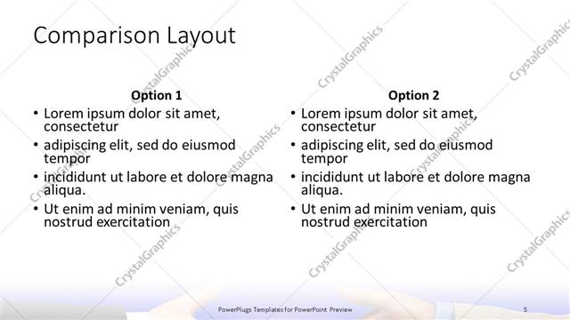 Comparison presentation slide layout
