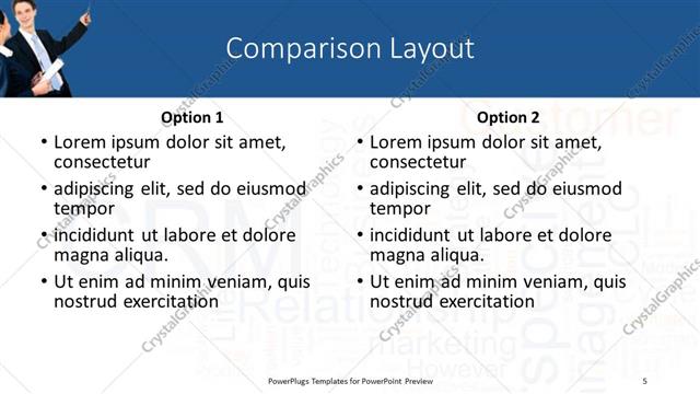 Comparison presentation slide layout