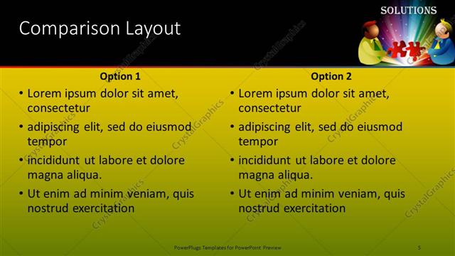 Comparison presentation slide layout