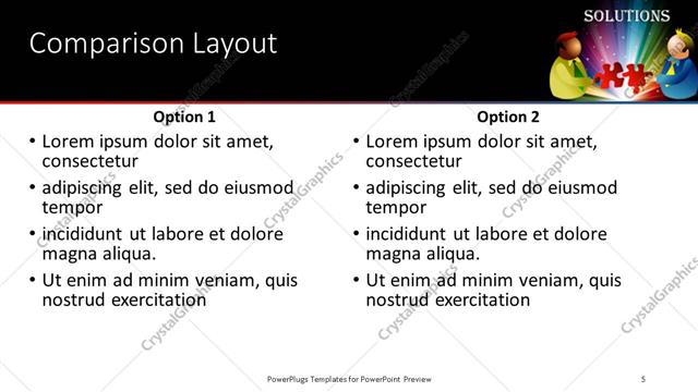 Comparison presentation slide layout