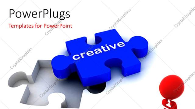  Presentation with creative - Two puzzle pieces with a white background and place for text