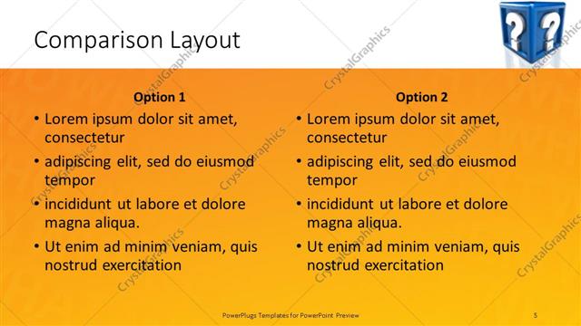 Comparison presentation slide layout