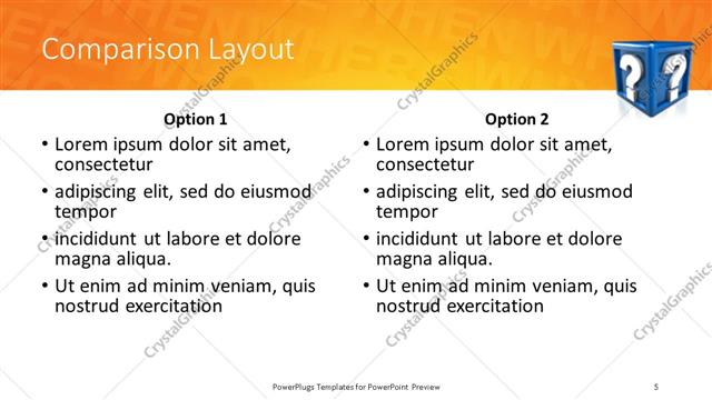Comparison presentation slide layout