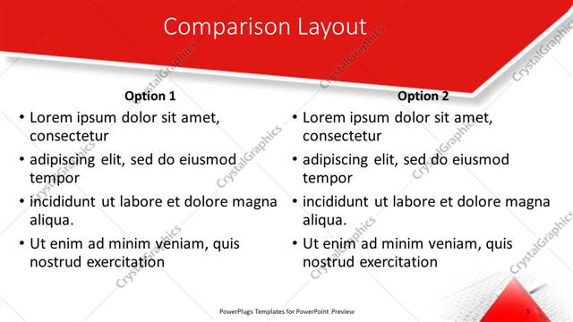 Comparison presentation slide layout