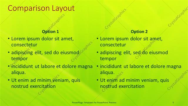 Comparison presentation slide layout