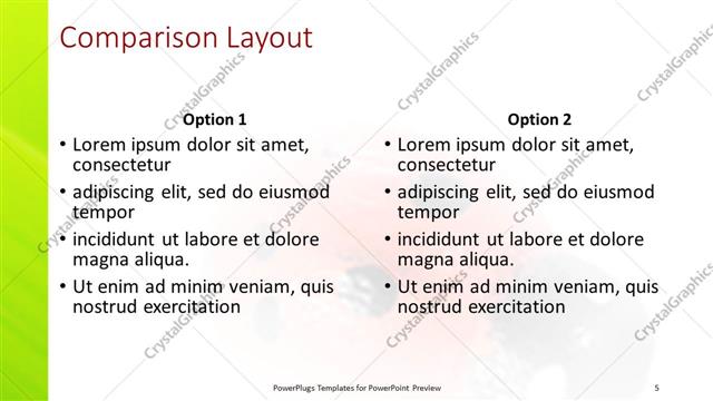 Comparison presentation slide layout