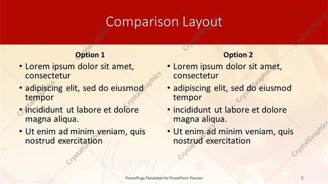 Comparison presentation slide layout