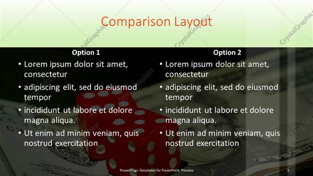 Comparison presentation slide layout