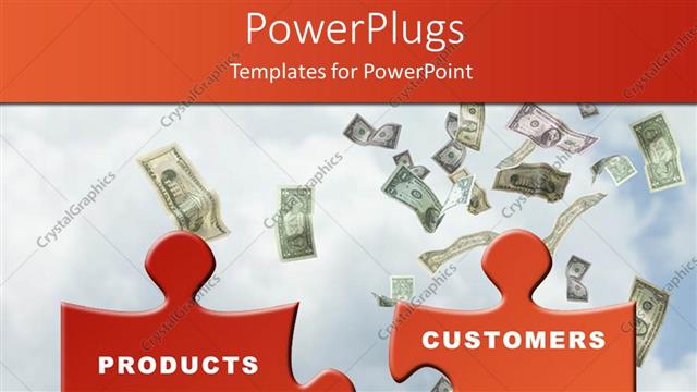  Presentation with red puzzle - Two red puzzle pices with Product and Customer text