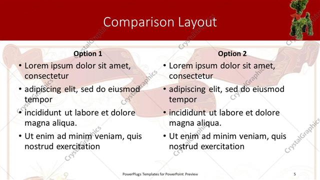 Comparison presentation slide layout
