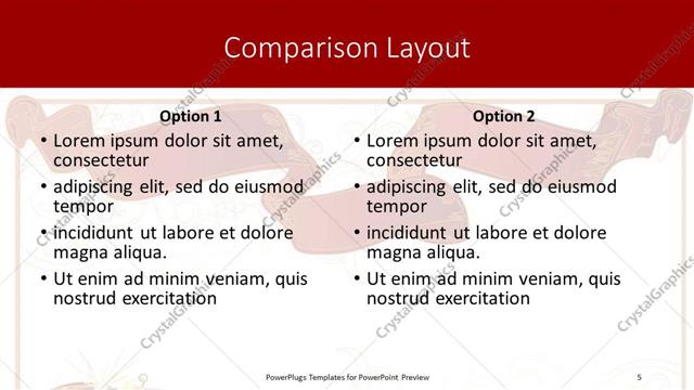 Comparison presentation slide layout