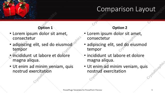 Comparison presentation slide layout
