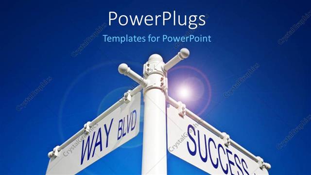  Presentation with road signs - Two road signs with bluish background and place for text