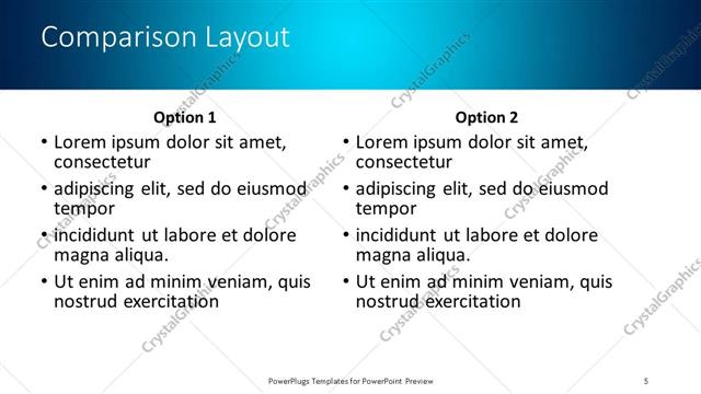 Comparison presentation slide layout