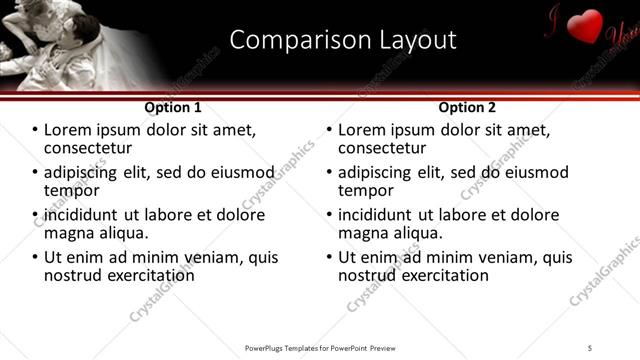 Comparison presentation slide layout