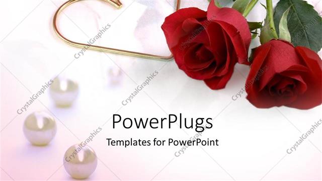  Presentation with symbol - Two roses with a heart symbol on a plain white surface