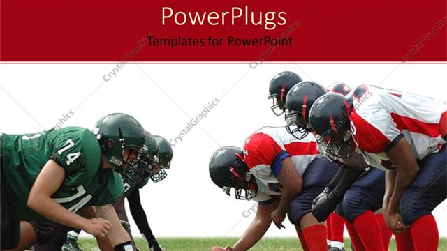  Presentation with teams - Two rugby teams with a rugby ball