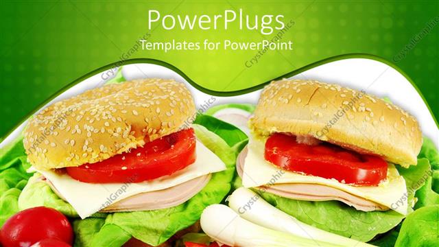  Presentation with burger - Two sandwiches with lettuce and tomato