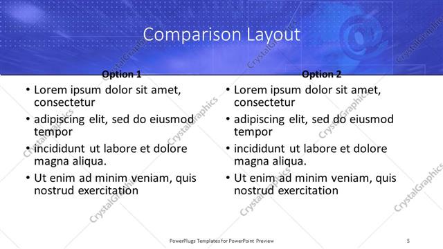 Comparison presentation slide layout