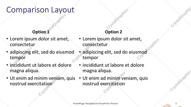 Comparison presentation slide layout