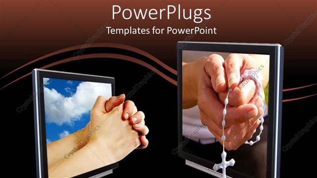  Presentation with praying hands rosary - Two screens showing two hands praying with a rosary