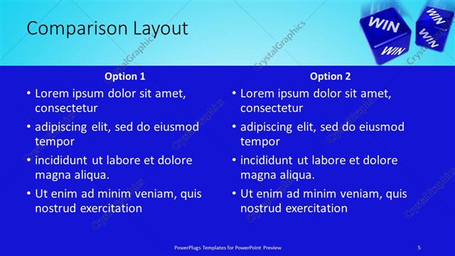 Comparison presentation slide layout