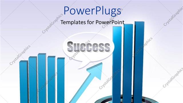  Presentation with success business - Two separate blue colored bar charts with the text Success