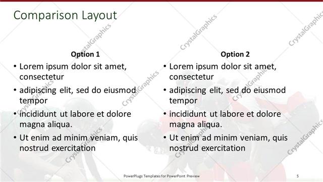 Comparison presentation slide layout